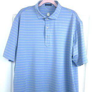 Turtleson Men’s Polo Shirt Blue Yellow Striped Golf Size XL